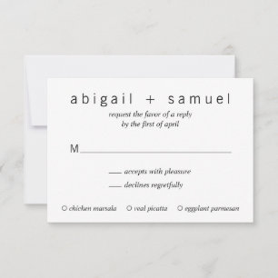 Cartons Réponse Mariage minimaliste moderne noir et blanc