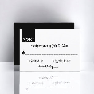 Cartons Réponse Mariage Minimaliste Moderne Noir Et Blanc Chic Sim