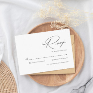 Cartons Réponse Mariage minimaliste moderne noir et blanc simple