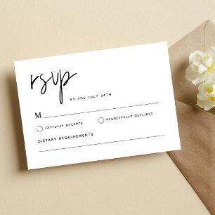 Cartons Réponse Mariage Minimaliste Moderne Simple Noir et Blanc