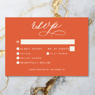 Cartons Réponse Mariage minimaliste moderne Sunset Orange Script