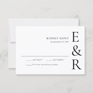Cartons Réponse Mariage minimaliste monogramme moderne gras