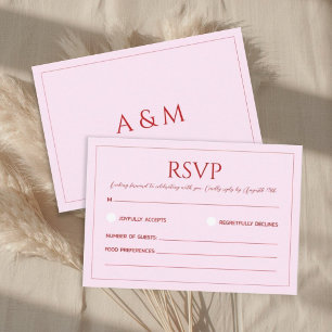 Cartons Réponse Mariage minimaliste rose moderne