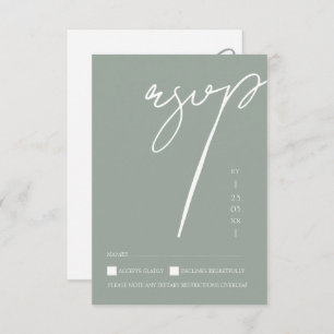Cartons Réponse Mariage minimaliste Sage Green Script de typograph