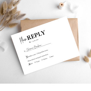 Cartons Réponse Mariage Minimaliste Simple