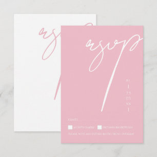 Cartons Réponse Mariage Minimaliste Typographie Script Rose Bonbon