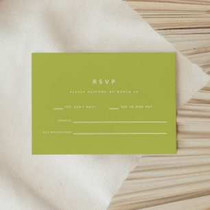 Cartons Réponse Mariage minimaliste vert citron vif