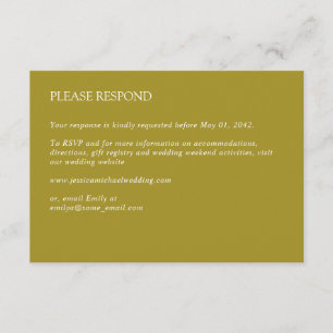 Cartons Réponse Mariage minimaliste vert-or moderne