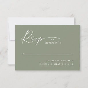 Cartons Réponse Mariage minimaliste vert sauge poussiéreux Choix