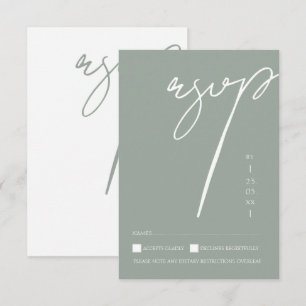 Cartons Réponse Mariage Minimaliste Vert Sauge Typographie Script