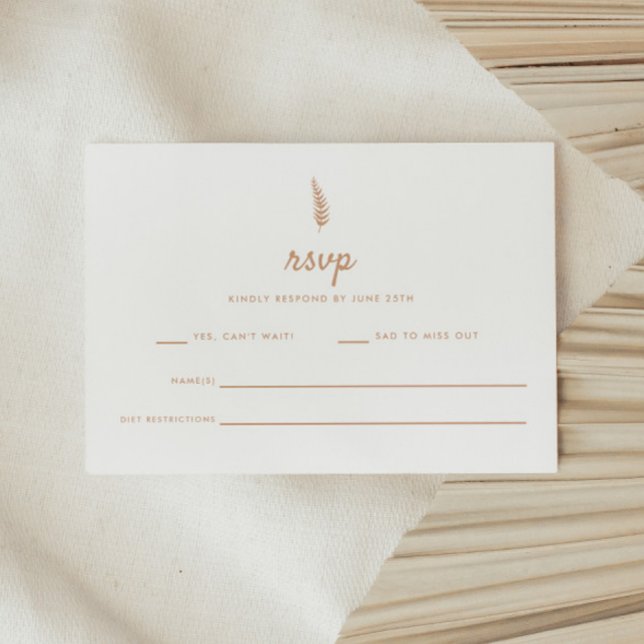 Cartons Réponse Mariage Moderne à Feuille Blanche et Beige (Créateur téléchargé)