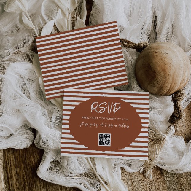 Cartons Réponse Mariage Moderne à rayures de terre cuite (Créateur téléchargé)