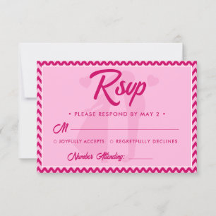 Cartons Réponse Mariage moderne avec code QR et rayure chevron ros