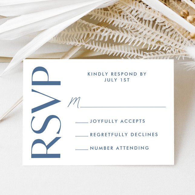 Cartons Réponse Mariage Moderne avec Typographie Gras Bleu (Créateur téléchargé)