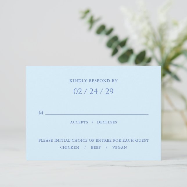 Cartons Réponse Mariage moderne Bleu élégant (Debout devant)