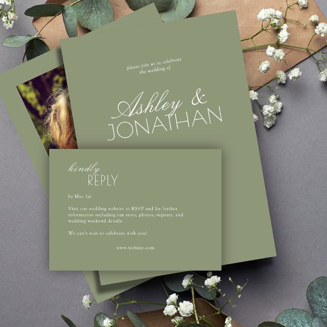 Cartons Réponse Mariage moderne centré sur la typographie (Créateur téléchargé)