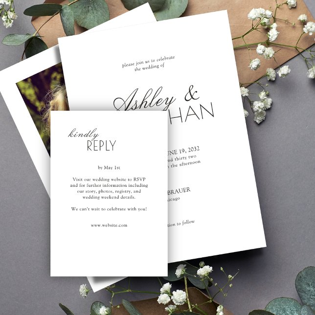 Cartons Réponse Mariage moderne centré sur la typographie (Créateur téléchargé)