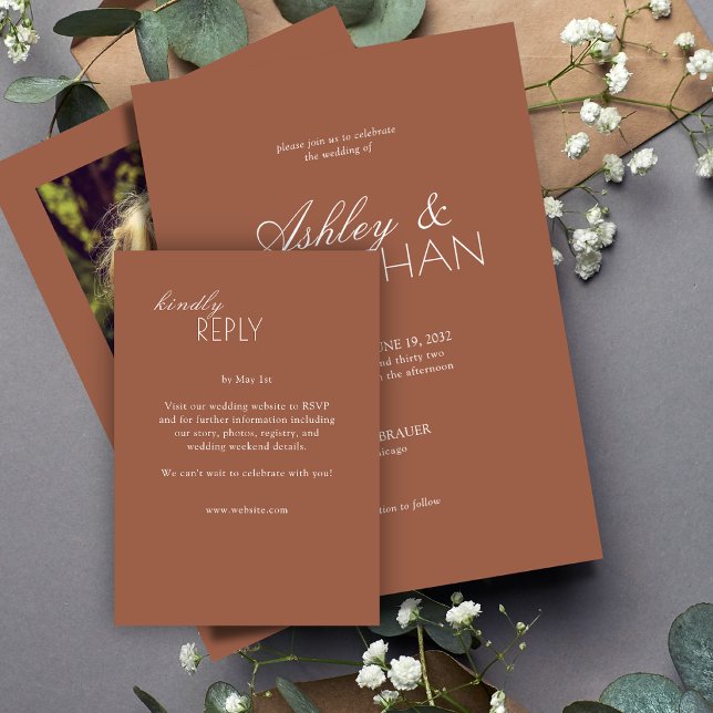 Cartons Réponse Mariage moderne centré sur la typographie (Créateur téléchargé)