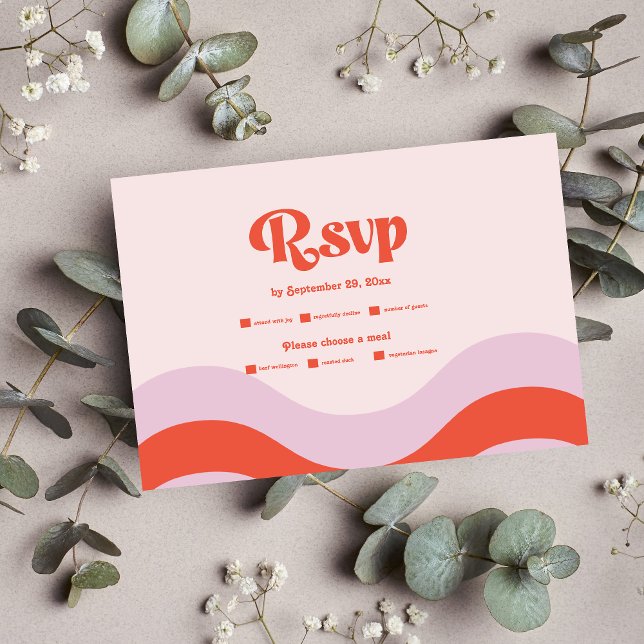 Cartons Réponse Mariage Moderne De Typographie Rose Et Orange RS (Créateur téléchargé)