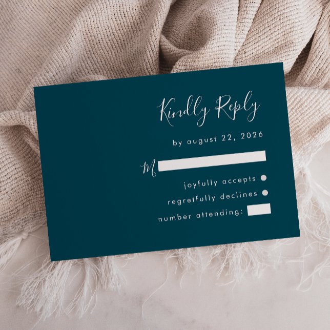 Cartons Réponse Mariage Moderne Écriture Turquoise (Créateur téléchargé)