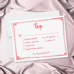 Cartons Réponse Mariage Moderne Fantaisiste avec Cœur Dessiné à la