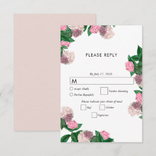 Cartons Réponse Mariage Moderne Floral Végétal Hortensia Rose