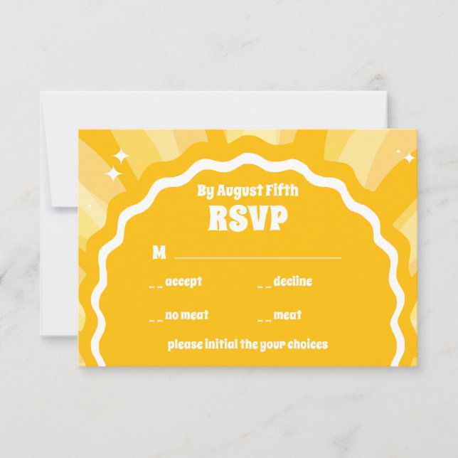 Cartons Réponse Mariage moderne Gras Sunshine Jaune Wavy Arch (Devant)