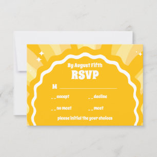 Cartons Réponse Mariage moderne Gras Sunshine Jaune Wavy Arch
