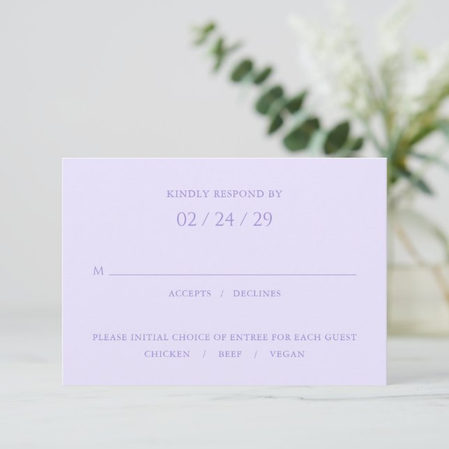 Cartons Réponse Mariage moderne Lilac élégant (Debout devant)