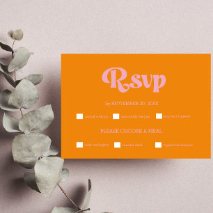 Cartons Réponse Mariage Moderne Minimaliste aux Tons Orange et Ros