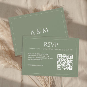 Cartons Réponse Mariage moderne minimaliste avec code QR vert saug