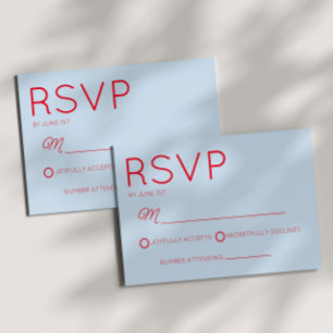 Cartons Réponse Mariage Moderne Minimaliste Minimaliste Rouge Bleu