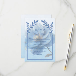 Cartons Réponse Mariage Moderne Minimaliste Or et Bleu
