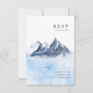 Cartons Réponse Mariage Moderne Montagne Hivernale Motif