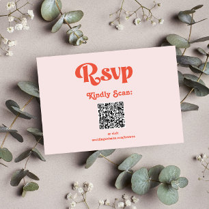 Cartons Réponse Mariage Moderne Rétro avec Typographie Rose et Ora
