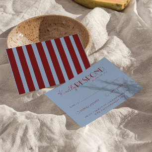Cartons Réponse Mariage Moderne Rouge Foncé Bleu Élégant