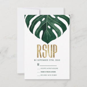 Cartons Réponse Mariage moderne Tropical Suisse feuille d'or au fr