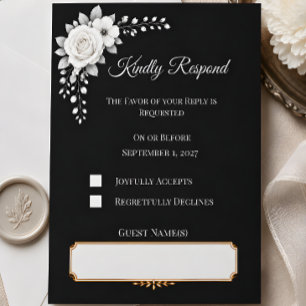 Cartons Réponse Mariage monochrome de luxe