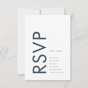 Cartons Réponse Mariage Monogramme bleu marine ultra moderne Bold
