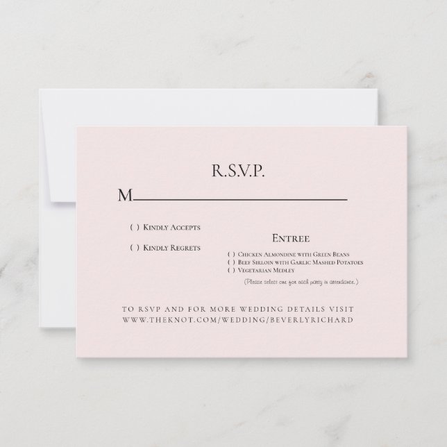 Cartons Réponse Mariage Monogramme Champagne Rose (Devant)