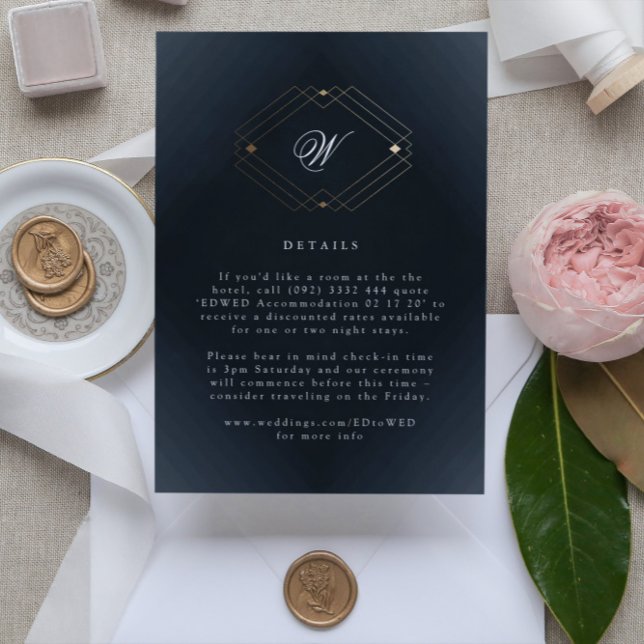 Cartons Réponse Mariage Monogramme de la marine classique (Créateur téléchargé)