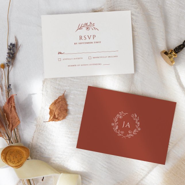 Cartons Réponse Mariage Monogramme en terre cuite (Créateur téléchargé)