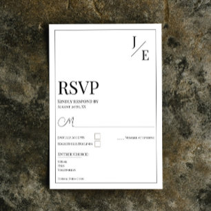 Cartons Réponse Mariage monogramme minimal BLANCHE