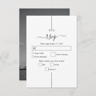 Cartons Réponse Mariage Monogramme minimaliste moderne photo en li