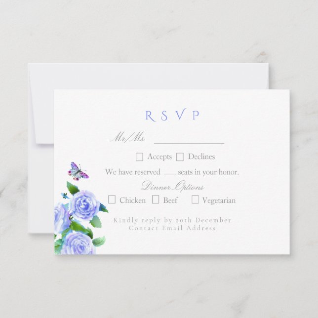 Cartons Réponse Mariage Monogramme Ruban Rose Bleue  (Devant)