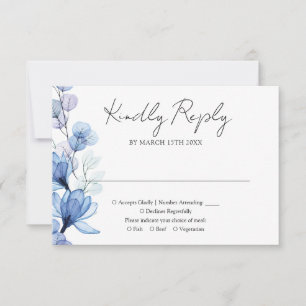 Cartons Réponse Mariage monogramme transparent bleu Dusty