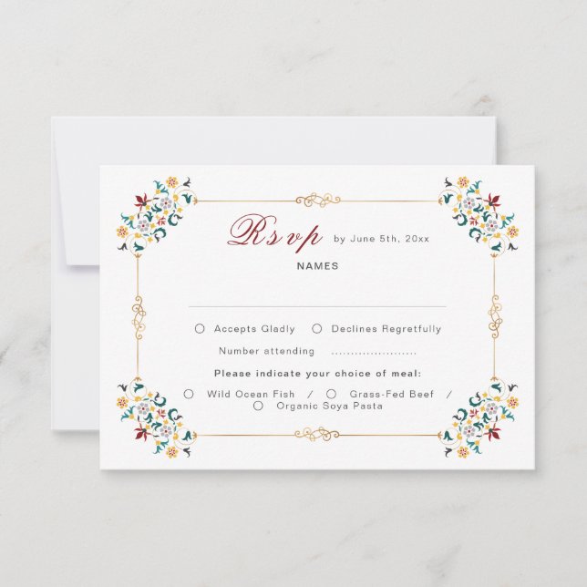 Cartons Réponse Mariage Motif classique complexe de géométrie vint (Devant)