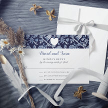 Mariage Motif Fleur sauvage Indigo Meadow