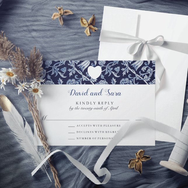 Cartons Réponse Mariage Motif Fleur sauvage Indigo Meadow (Créateur téléchargé)