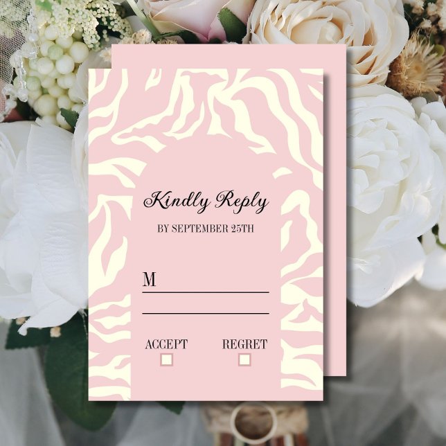 Cartons Réponse Mariage Motif Pastel Pink White Wavy (Créateur téléchargé)